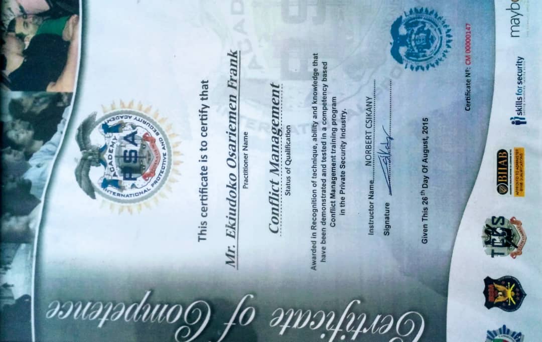 Conflict Management certificate